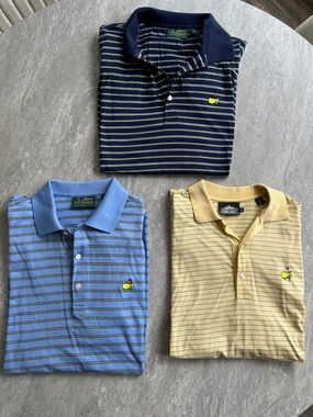 Masters Three-Pack Striped Polo Shirts - Navy, Light Blue, Yellow